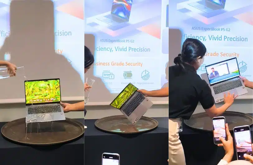 Tes Ketahanan Tumpahan Air di Keyboard ASUS ExpertBook P5 G2 AMD